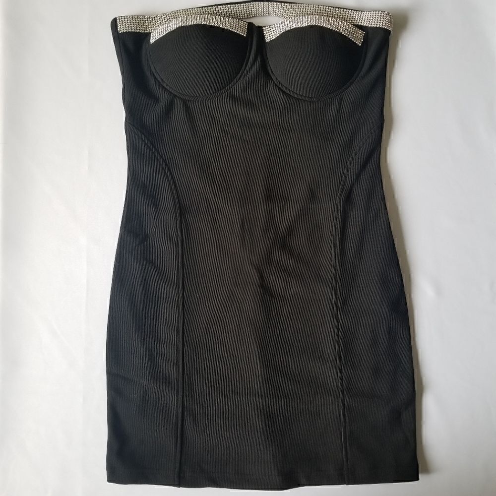 Ciel USA, Black Bodycon Dress Strapless, sz. L